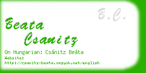 beata csanitz business card